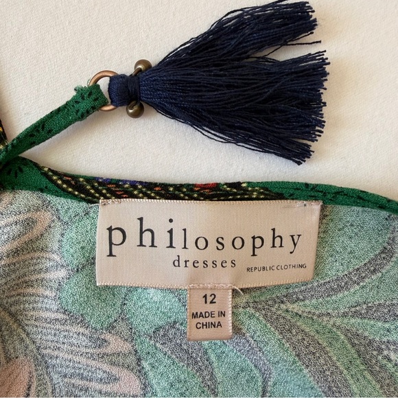 Philosophy Size 12 Green Dress with Floral Pattern - Picture 7 of 11